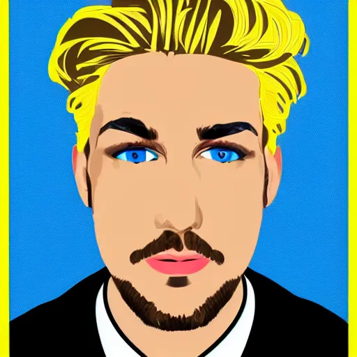 Image similar to 3 0 year old man portrait, blonde hair, blue eyes, pop art style