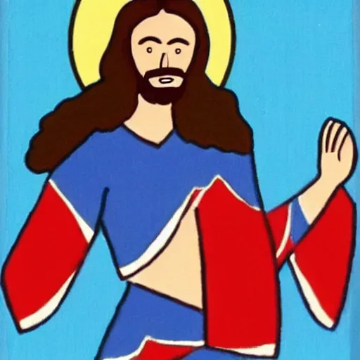 Image similar to jesus as a cheerleader