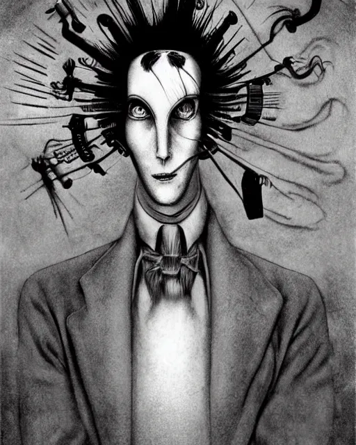 Prompt: a 1 9 2 0 s mad scientist in the style of junji ito in the style of zdzisław beksinski trending on artstation deviantart pinterest furaffinity detailed realistic hd 8 k high resolution