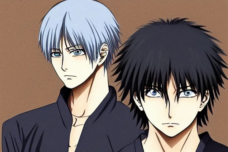 Image similar to A handsome man，Black short hair, blue eyes, Hijikata Toushirou of Gintama