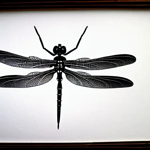 Prompt: dragonfly, ink, xu wei