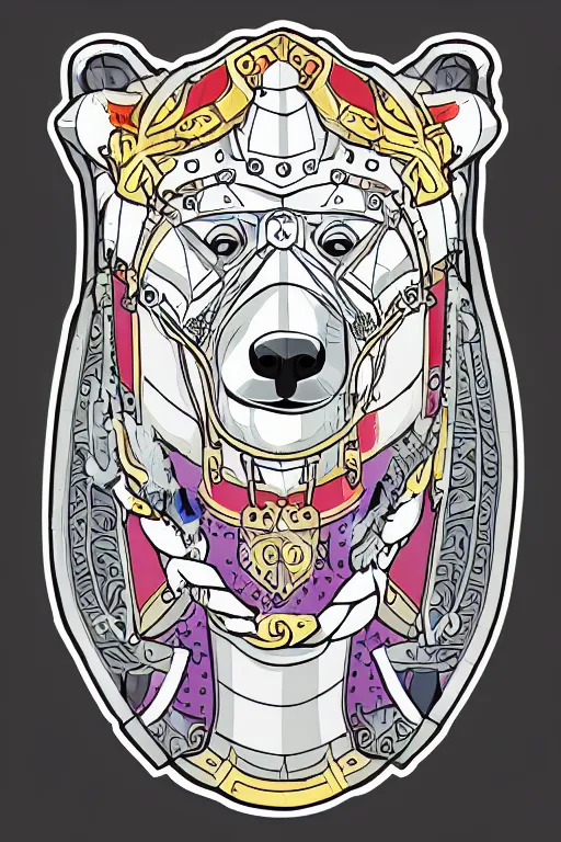 Image similar to Portrait of a polar bear in medieval armor, knight, medieval, sticker, colorful, illustration, highly detailed, simple, smooth and clean vector curves, no jagged lines, vector art, smooth