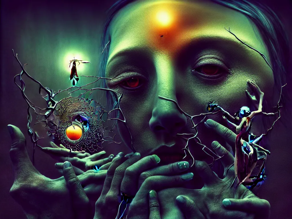 Image similar to highly detailed photo of living is the illusion of dying, trending on deviantart, neo surrealism, sharp focus, 4 k, a lot of little details, octane, masterpiece, art by max ernst