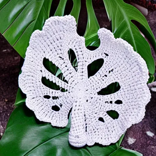 Prompt: crocheting monstera adsonii