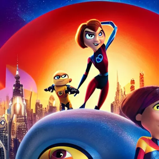 Image similar to elastigirl finds ratchet and clank in the incredibles 2 movie
