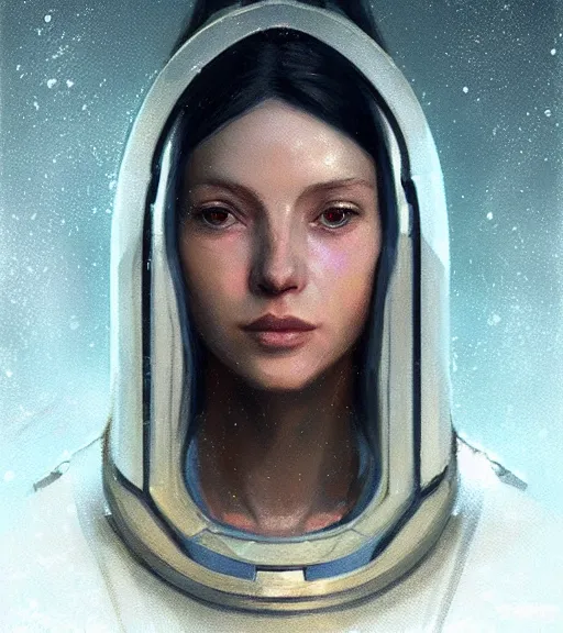 Image similar to portrait of 🍑 from the tomorrow people by greg rutkowski, she is about 3 0 years old, slavic, pretty, blond hair with two strans around her face, she is wearing a futuristic space gear, highly detailed portrait, digital painting, artstation, concept art, smooth, sharp foccus ilustration, artstation hq.