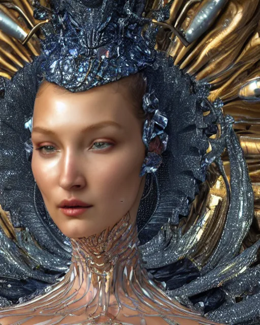 Image similar to a highly detailed metahuman 4 k close up render of an alien goddess bella hadid monument renaissance in iris van herpen dress schiaparelli in diamonds crystals swarovski and jewelry iridescent in style of alphonse mucha gustav klimt trending on artstation made in unreal engine 4