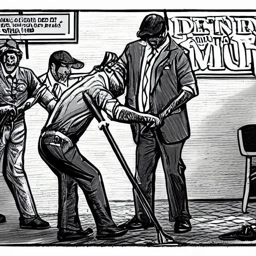 Image similar to political cartoon janitor sweeping congressmen into a pile ultra detailed hyper realistic deep focus smooth artstation wlop intricate highly detailed award winning