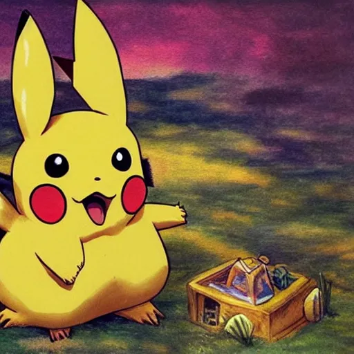 Image similar to Pikachu crying about it, fantasy art