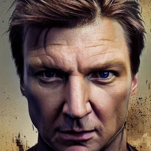 Image similar to Very very very very highly detailed epic central composition photo of Nathan Fillion face, intricate, dystopian, sci-fi, extremely detailed, digital painting, smooth, sharp focus, illustration, intimidating lighting, incredible art by Brooke Shaden, artstation, concept art, Octane render in Maya and Houdini