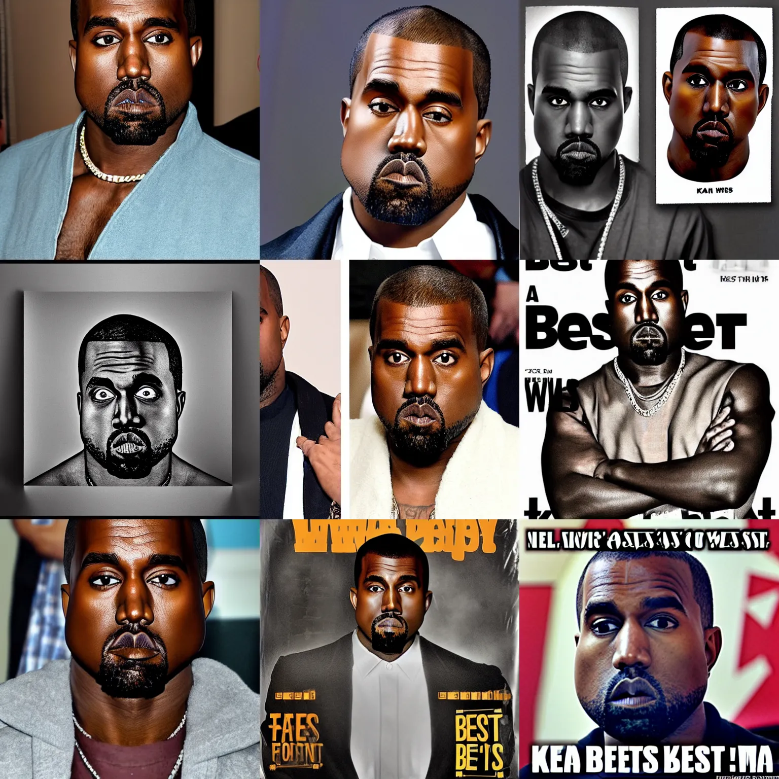 Prompt: a best with kanye west face on