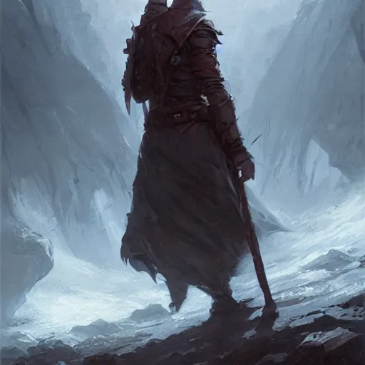 Image similar to abhorsen walking through river of death, oil painting, Tooth Wu, Greg Rutkowski, RPG portrait, dynamic lighting, fantasy art, High contrast, depth of field