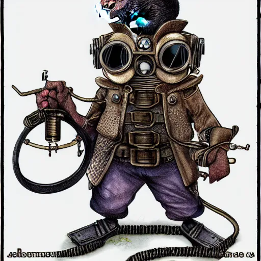 Prompt: a rat with steampunk googles, from Berserk