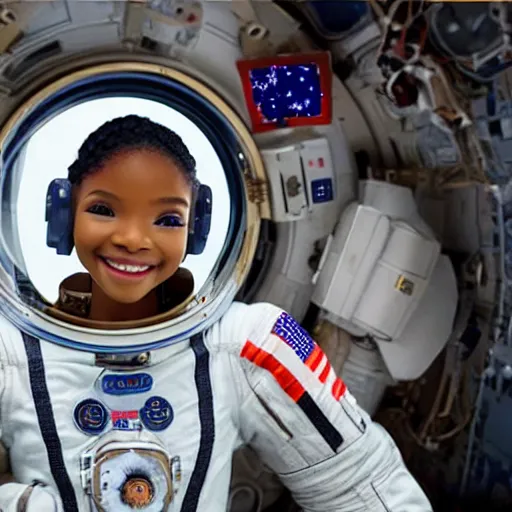 Image similar to halle bailey as an astronaut, high res imax 7 0 mm film grainy photo uhd