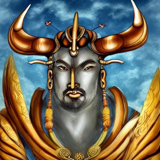 Image similar to i wonder if i dreamt of anu, the head sky god aka the bull of heaven. i totally forgot about him until i looked up the dream meaning