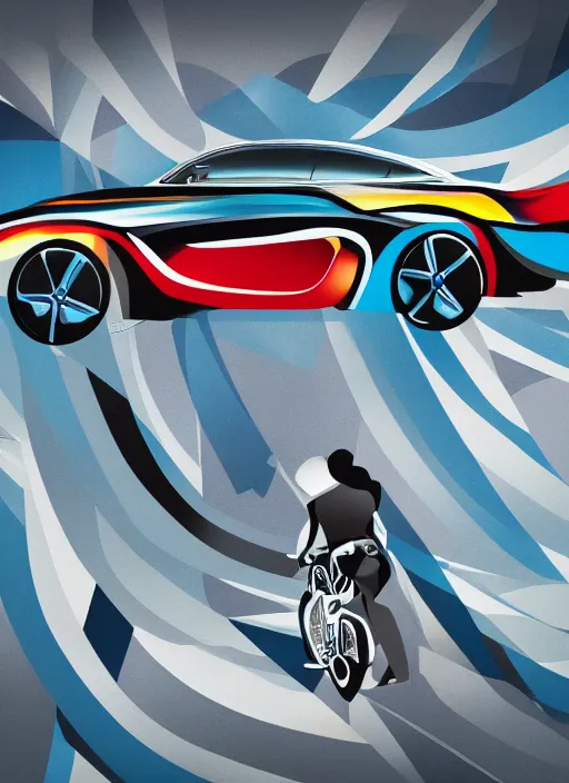 Image similar to abstract advertising illustration for bmw