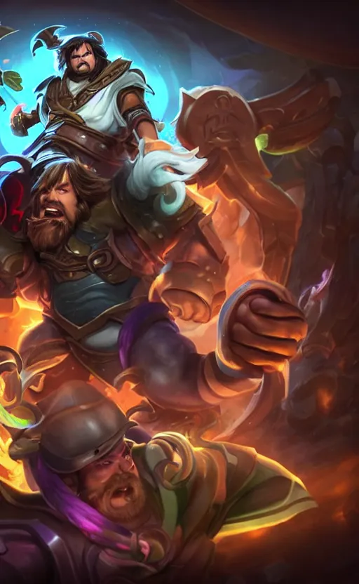 Image similar to Jack Black as a character in the game League of Legends, with a background based on the game League of Legends, detailed face, old 3d graphics