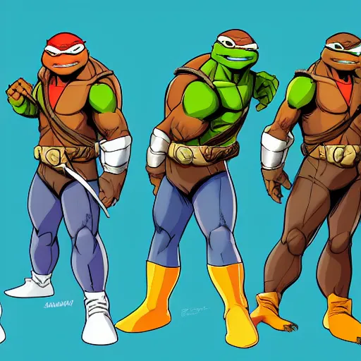 Image similar to new character sheets of new characters for the 2018 rise of the teenage mutant ninja turtles reboot on nickelodeon by the lead artist Andy suriano