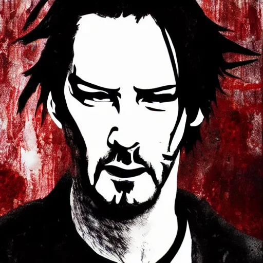 Image similar to Keanu Reeves in death note 4K detailed Digital art