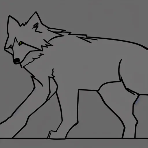 Prompt: full-body wolf template base, digital line-art, simple, no color, black and white, high quality, HD, 8K