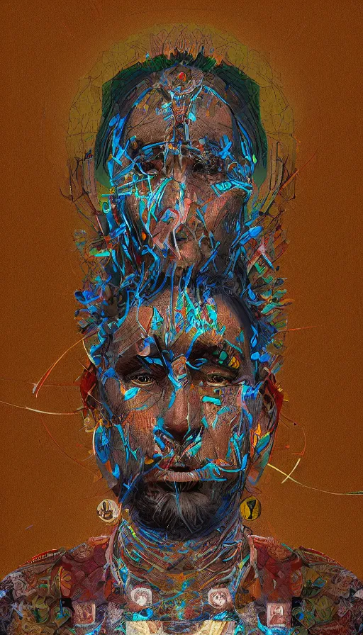 Image similar to portrait of a digital shaman, by fortiche studio