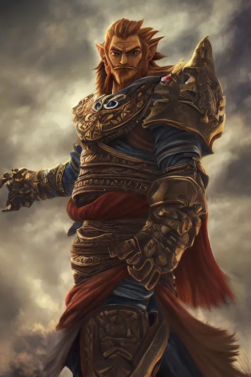 Prompt: Ganondorf from Zelda oil on canvas, intricate, portrait, 8k highly professionally detailed, HDR, CGsociety