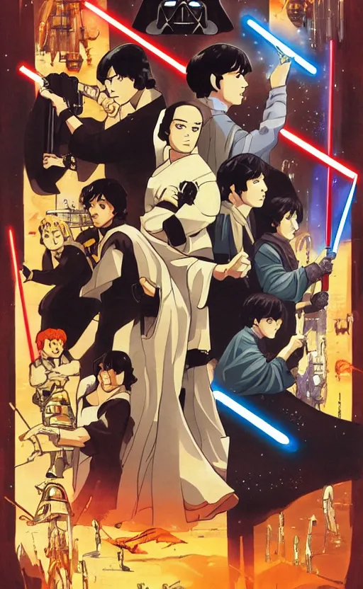 Prompt: Star Wars Poster, anime, style of Satoshi Kon,