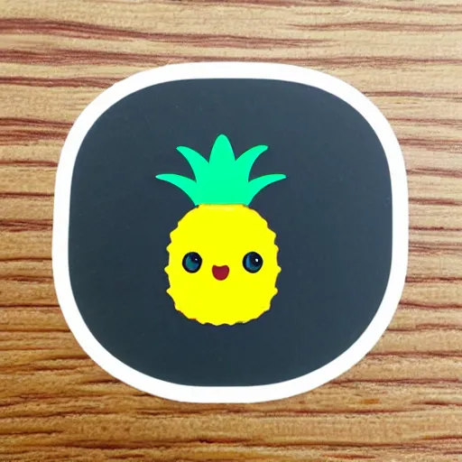 Prompt: die cast sticker of cute anime chibi smiling pineapple