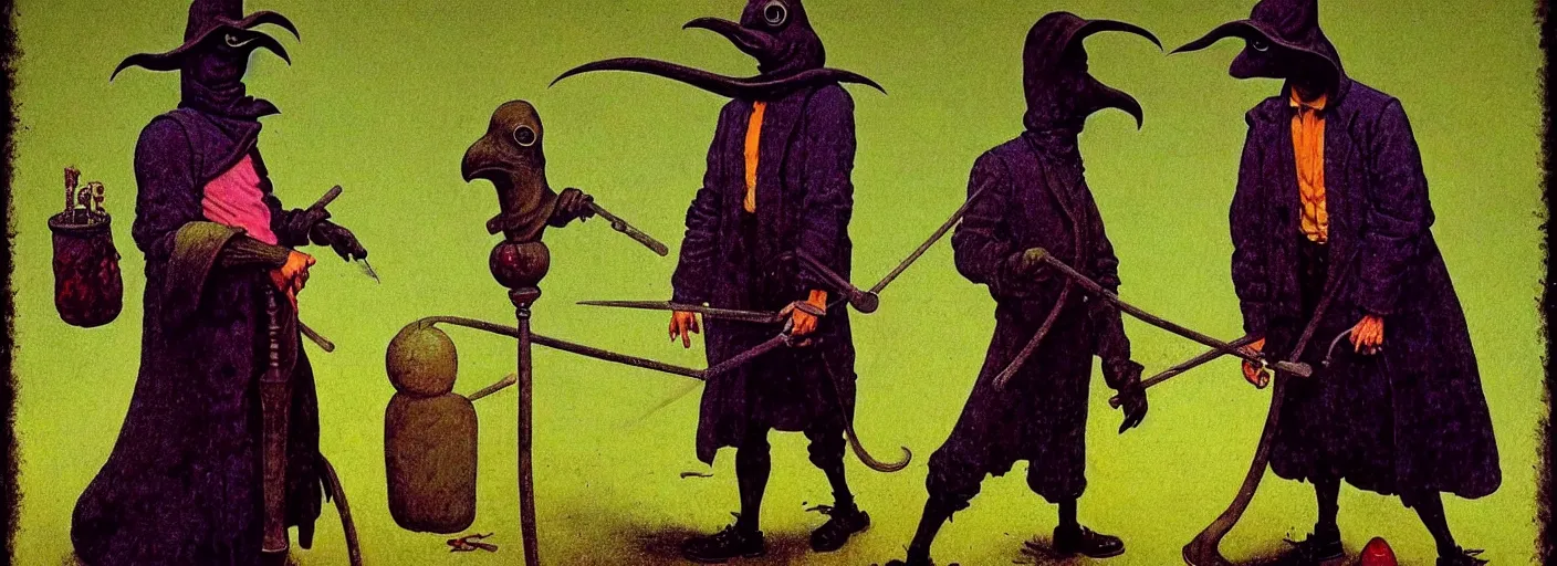 Image similar to full - body portrait surreal colorful clay fighting plague doctor rpg character concept art anatomy, action pose, very coherent and colorful high contrast masterpiece by norman rockwell franz sedlacek hieronymus bosch dean ellis simon stalenhag rene magritte gediminas pranckevicius, dark shadows, sunny day, hard lighting, reference sheet white! background