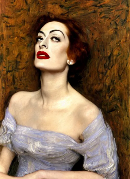 Prompt: a beautiful painting of joan crawford by John Everett Millais and Dante Gabriel Rossetti and John Collier and john william waterhouse, pre-raphaelite, detailed, trending on artstation, hd, masterpiece