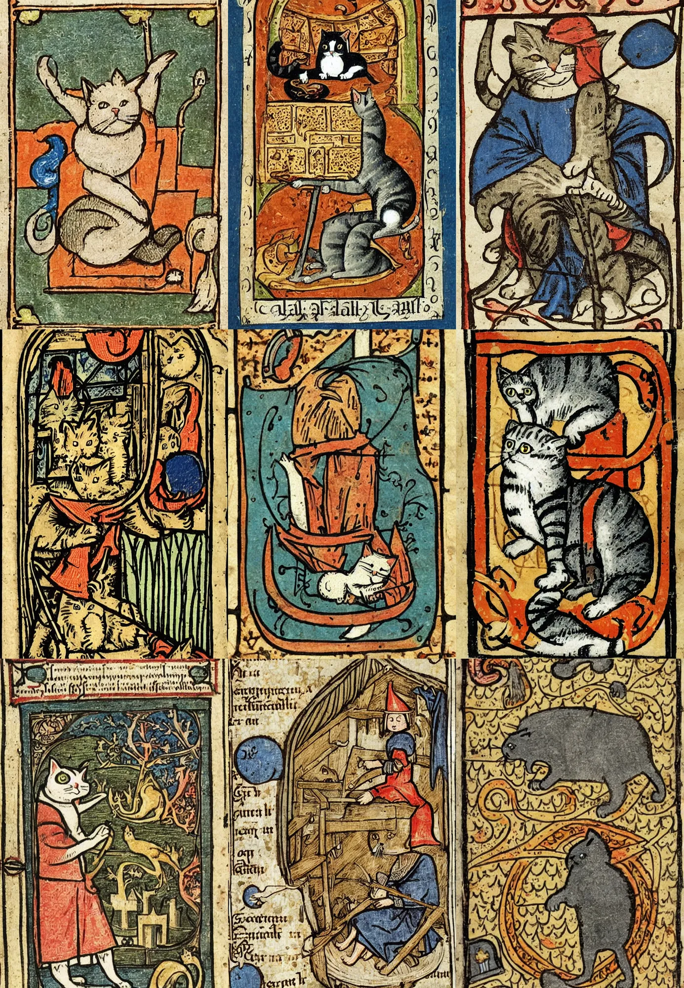 Prompt: [Poster! of a medieval illustration of Terminally Online cat]