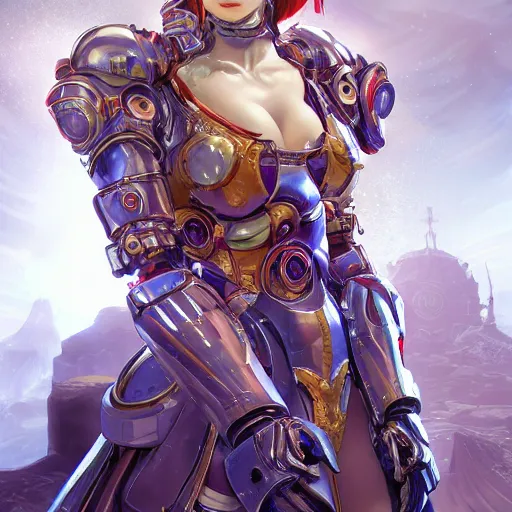 Image similar to studio portrait of lawful good colorful female holy mecha paladin absurdly beautiful, elegant, young sensual graceful woman, ultrafine hyperrealistic detailed face illustration by kim jung gi, irakli nadar, intricate linework, sharp focus, bright colors, matte, octopath traveler, final fantasy, unreal engine highly rendered, global illumination, radiant light, intricate environment