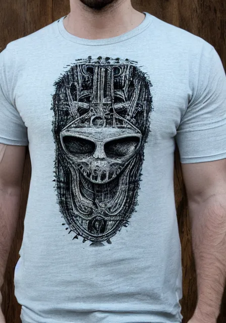 Image similar to henley tshirt designed by h. r. giger