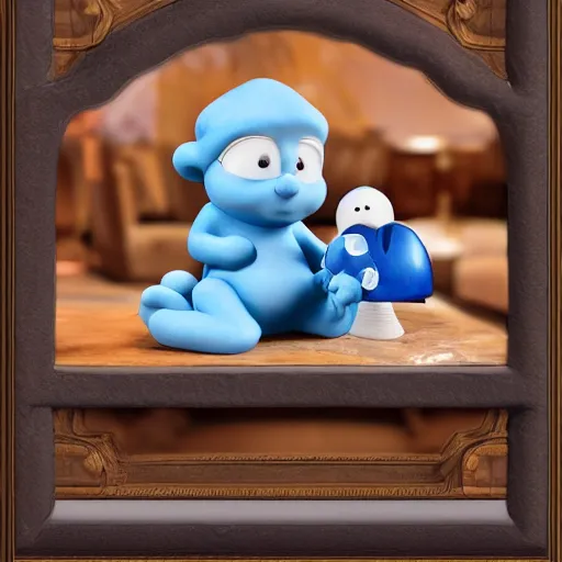 Prompt: precious moments smurf collection, detailed