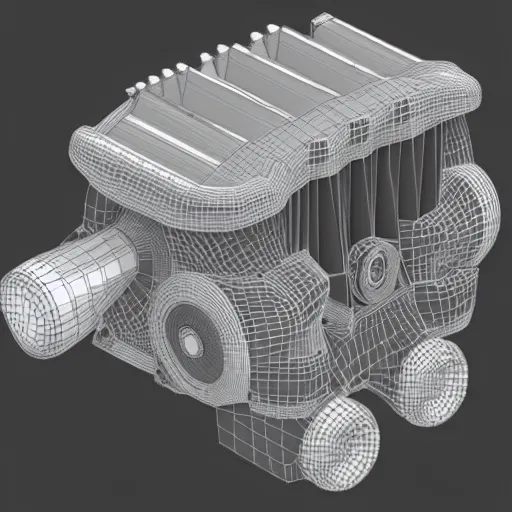 Prompt: 3 d cad model of a unique engine design