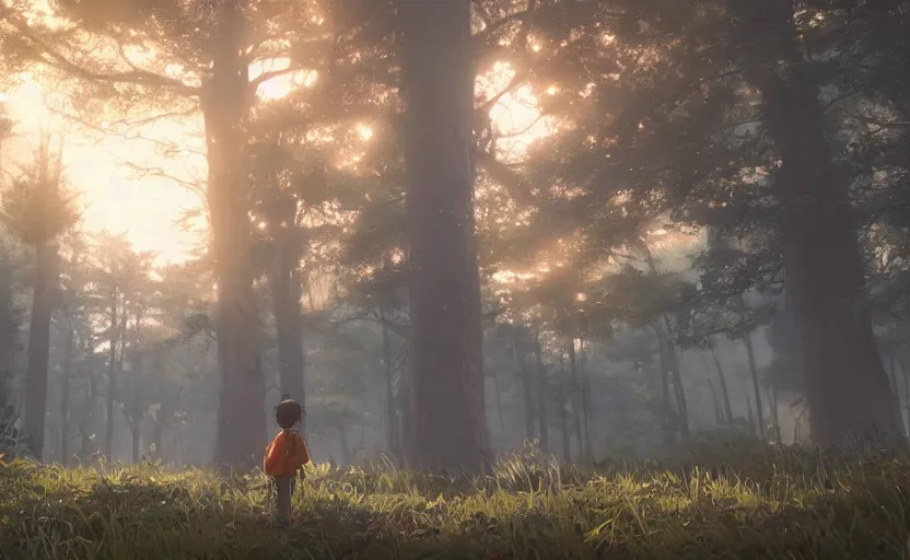 Image similar to a film still Grave of the fire flies, medium shot, waist up, studio Ghibli, Pixar and Disney animation, sharp, Rendered in Unreal Engine 5, anime key art by Greg Rutkowski, Bloom, dramatic lighting