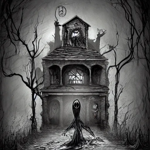 Image similar to grunge cartoon drawing of the end of the world by - michael karcz , in the style of corpse bride, loony toons style, horror themed, detailed, elegant, intricate