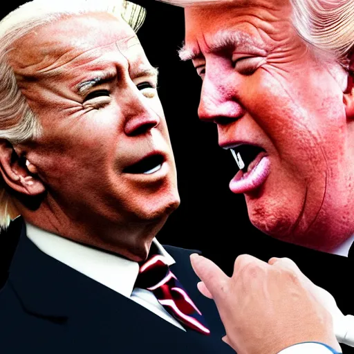Prompt: anime portrait of Joe Biden passionately making out with Donald Trump, trending on Deviantart, anime