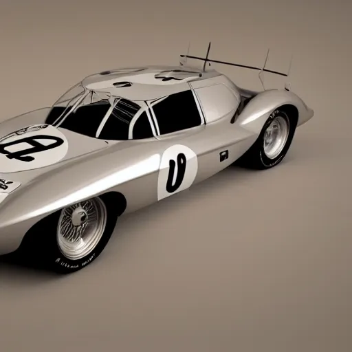 Image similar to 3D render of highely detailed 1960s racecar, dramatic lighting,