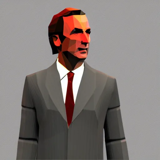 Prompt: low poly saul goodman, playstation 1 graphics