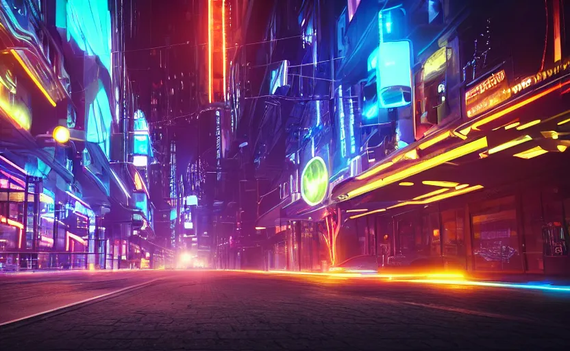 Image similar to you are looking for a giant of 1 km of hight walking on the small city, tron, close up bokeh hiperrealistic neon glow darkness dramatic neon, sharp focus, octane render, imax