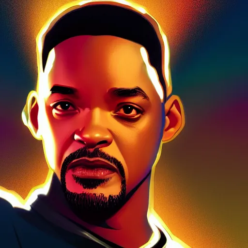 Prompt: Will Smith as Tony Stark, ambient lighting, 4k, alphonse mucha, lois van baarle, ilya kuvshinov, rossdraws, artstation