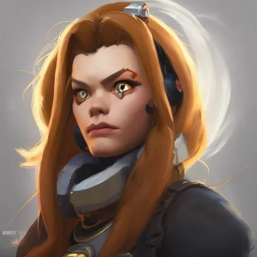 Prompt: very detailed masterpiece painting of brigitte from overwatch in a workshop, closeup, portrait, artstation, concept art by greg rutkowski