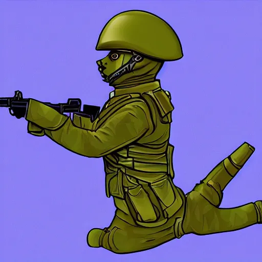 Prompt: Big Floppa caracal wearing military uniform, digital art
