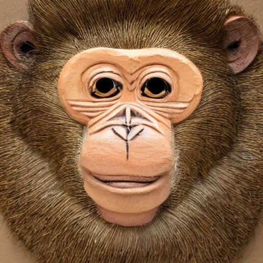 Image similar to portrait of a monkey head made of recycled materials from a bike shop, trending on artstation