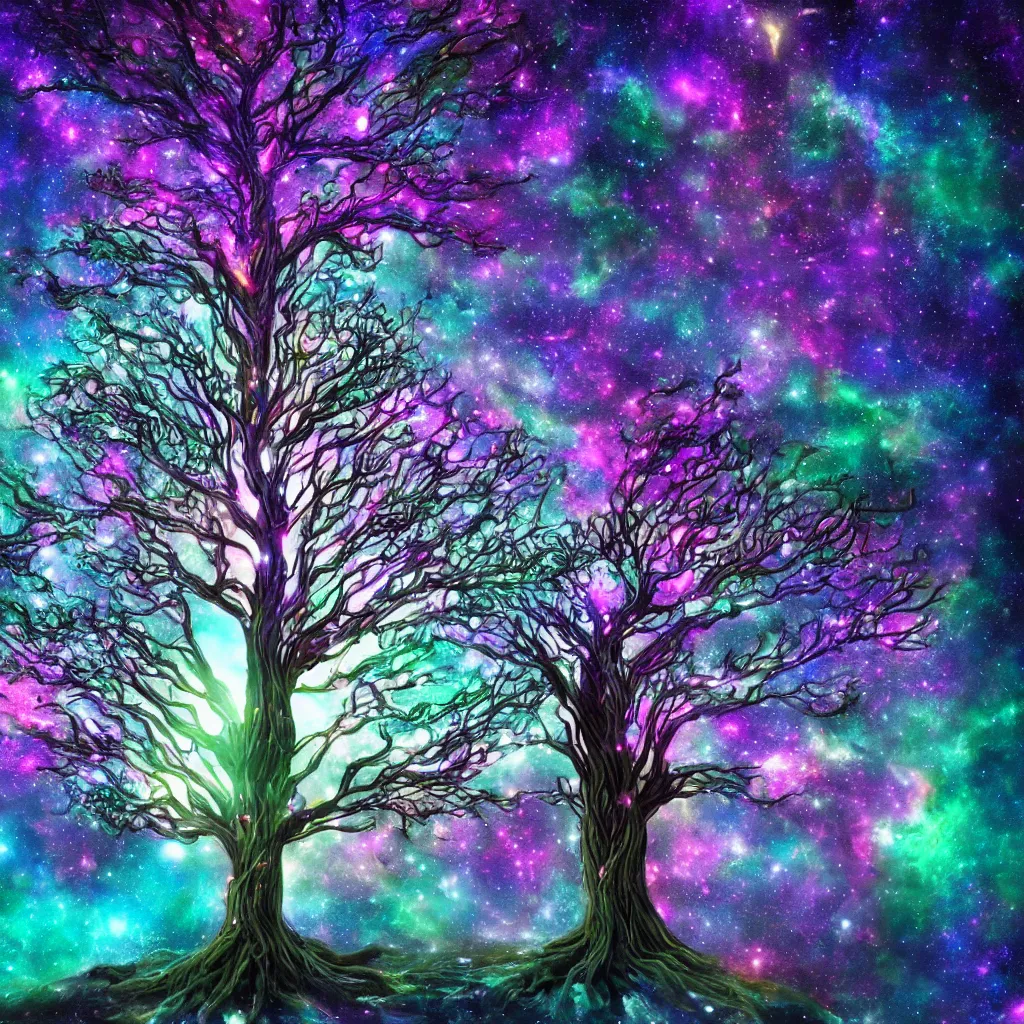 Prompt: cosmic tree of life made of galaxy, cinematic, trending on artstation, magical colors, fantasy,4K UHD image,