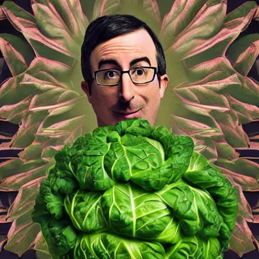 Prompt: john oliver as cabbage, cubism