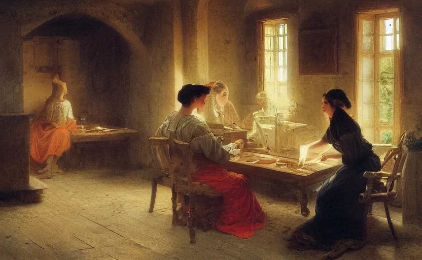 Image similar to computer on trial in medieval bavaria by pierre auguste cot and delphin enjolras and daniel f. gerhartz