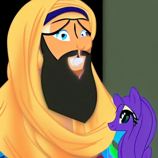 Image similar to bin Ladin watching my little pony