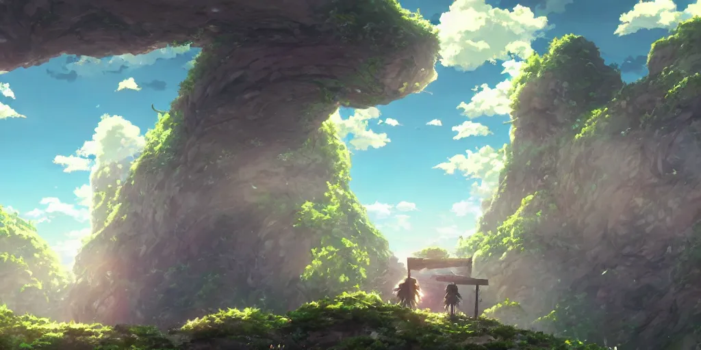 Image similar to made in abyss anime landscape art, anime key visual